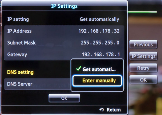 adguard dns server samsung tv